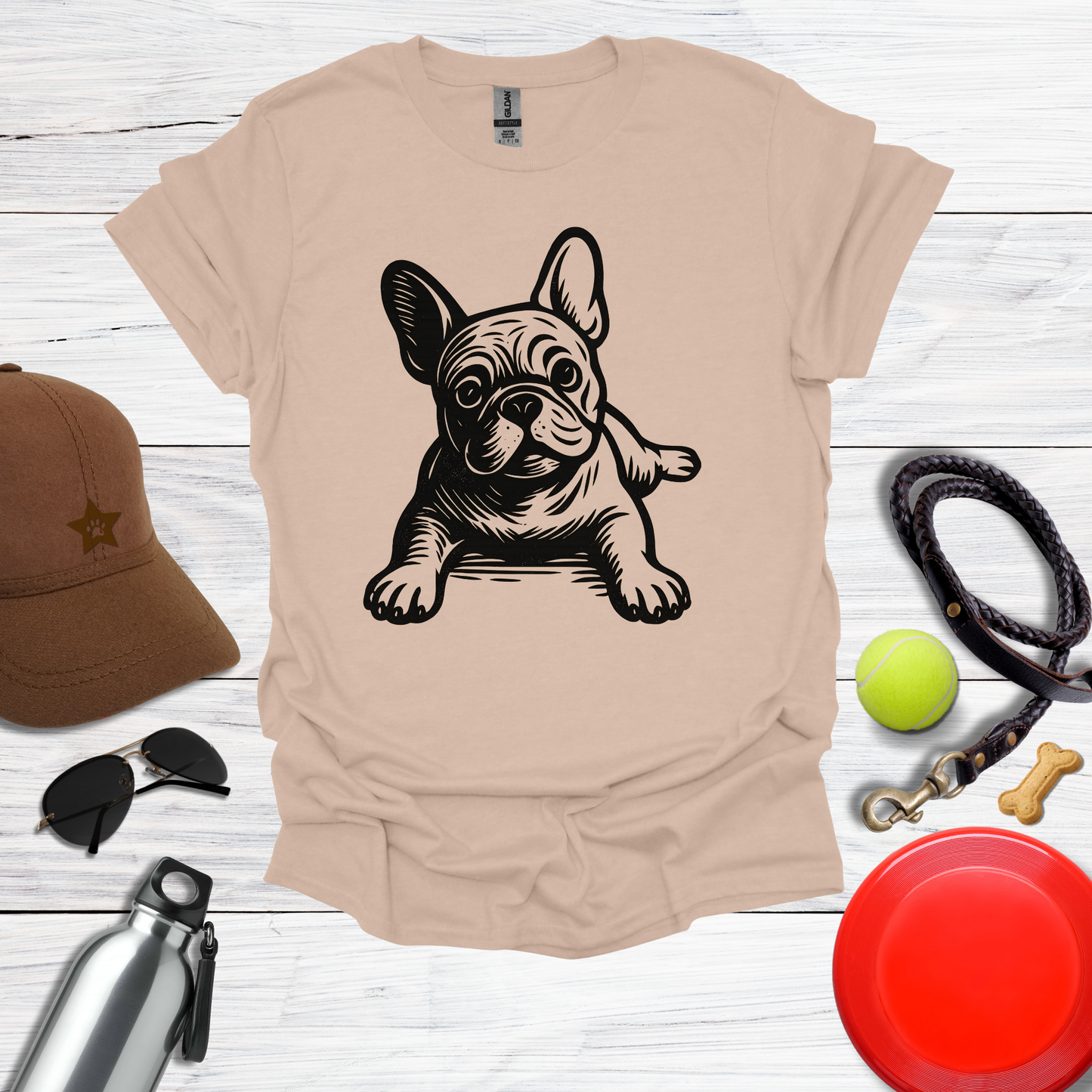 Playful French Bulldog Graphic T-Shirt