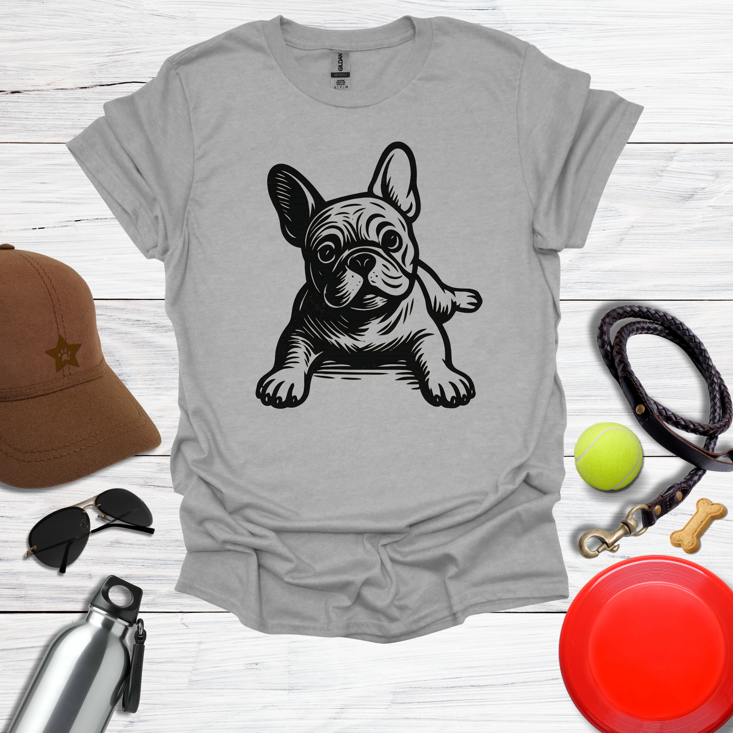 Playful French Bulldog Graphic T-Shirt