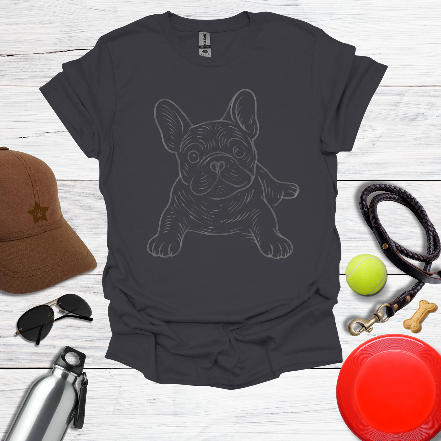 Playful Line Art Frenchie T-Shirt