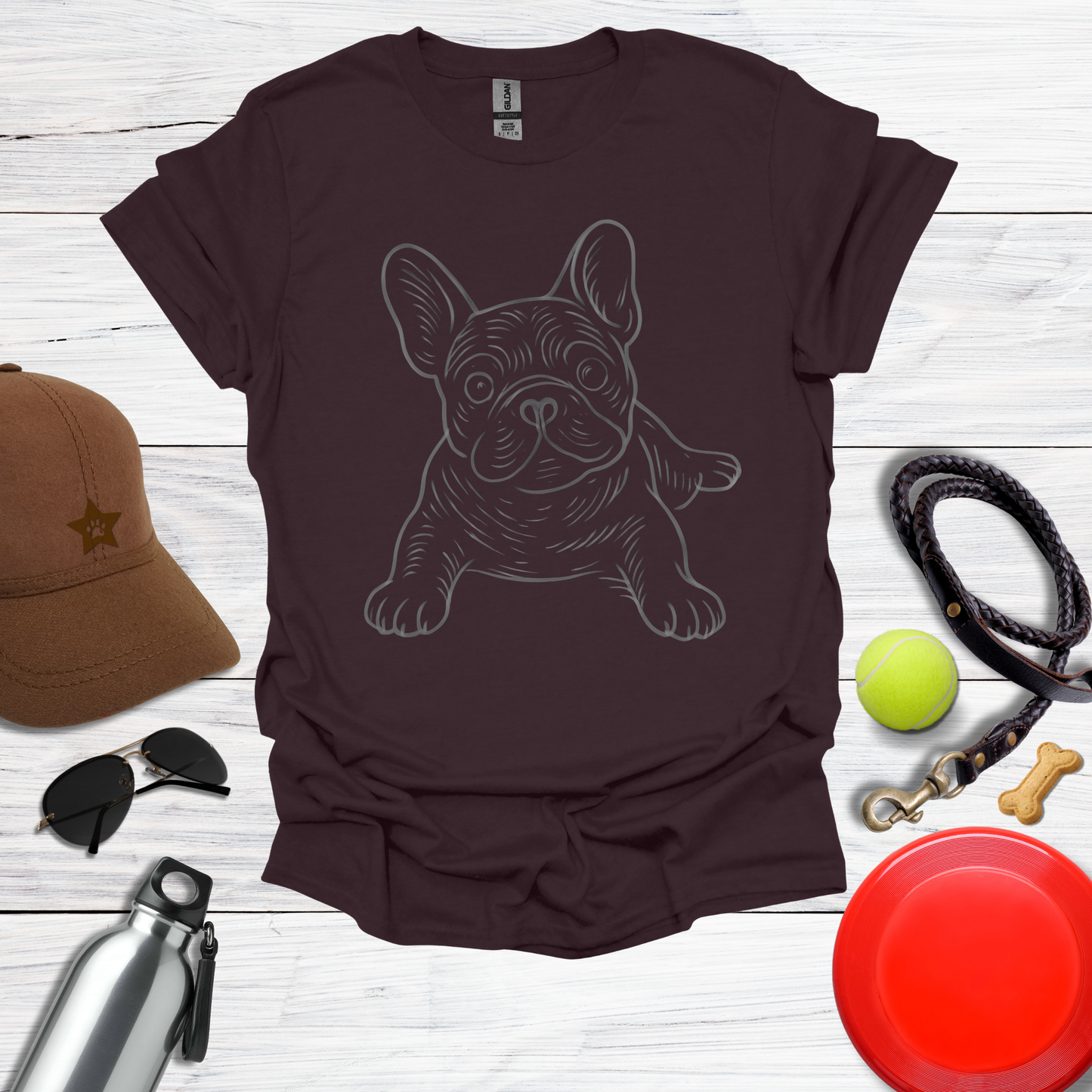 Playful Line Art Frenchie T-Shirt
