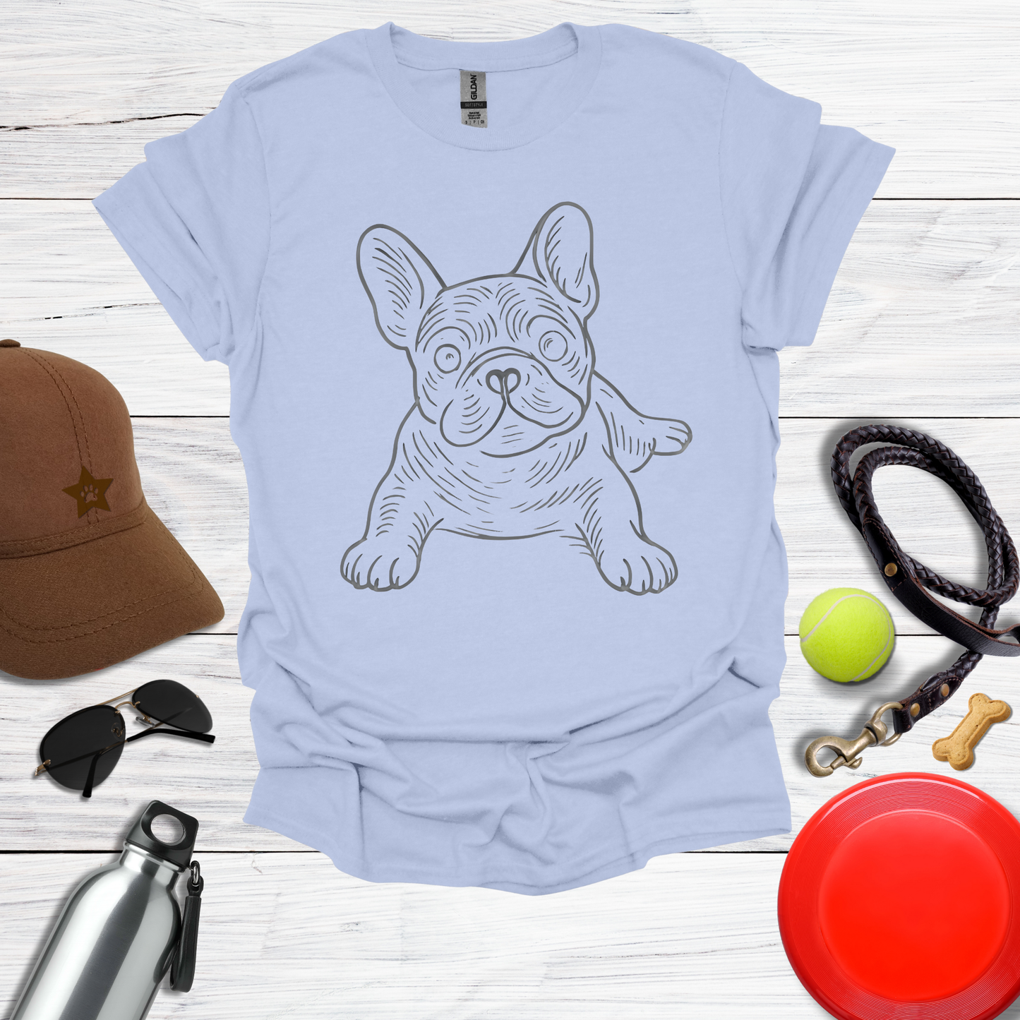 Playful Line Art Frenchie T-Shirt