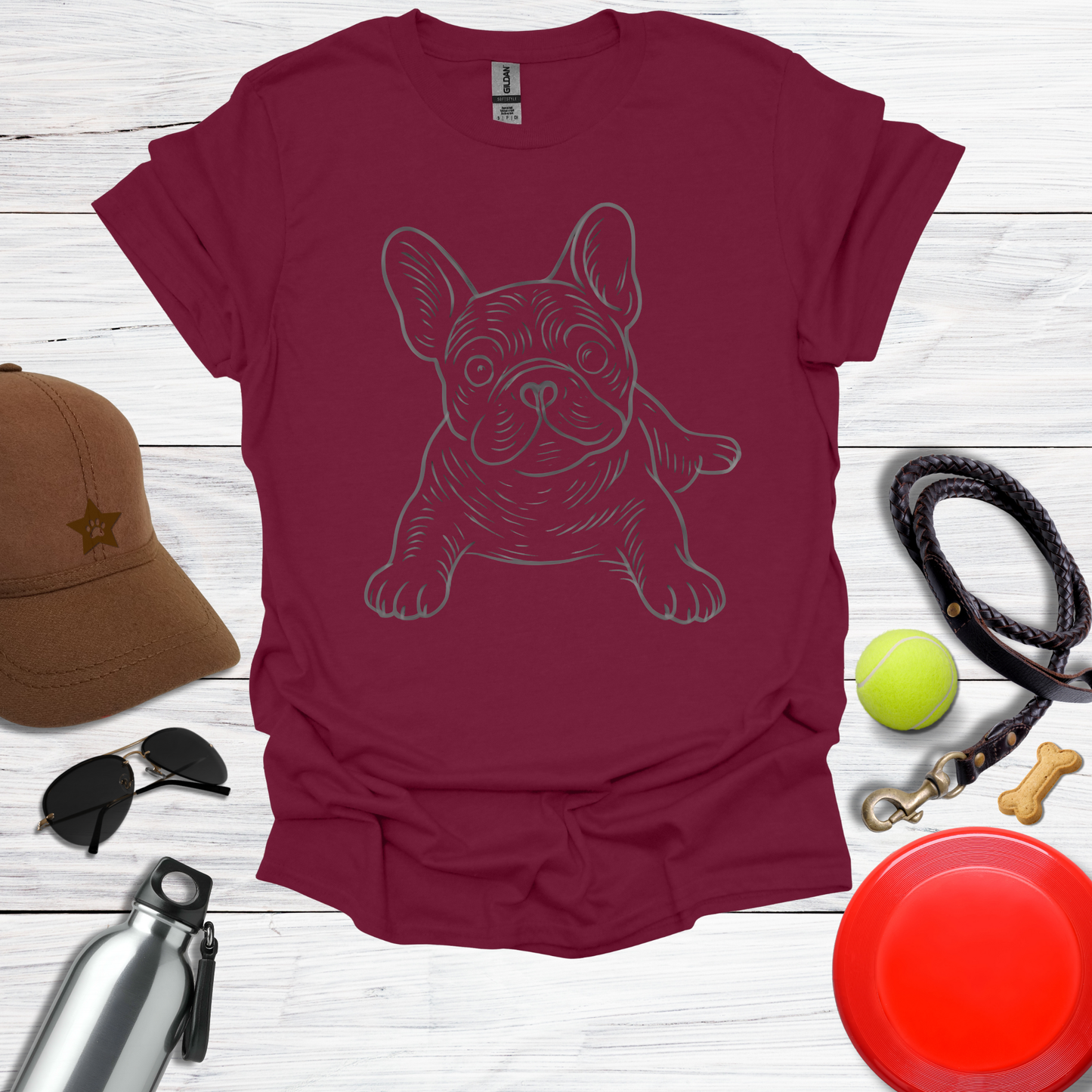 Playful Line Art Frenchie T-Shirt
