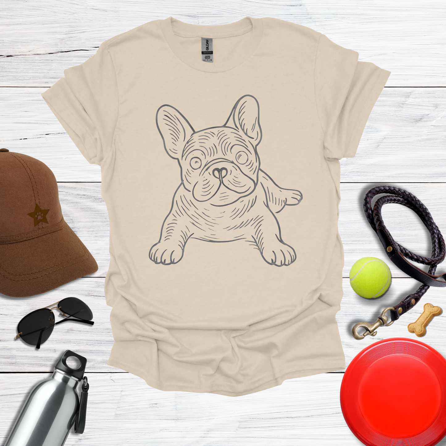 Playful Line Art Frenchie T-Shirt