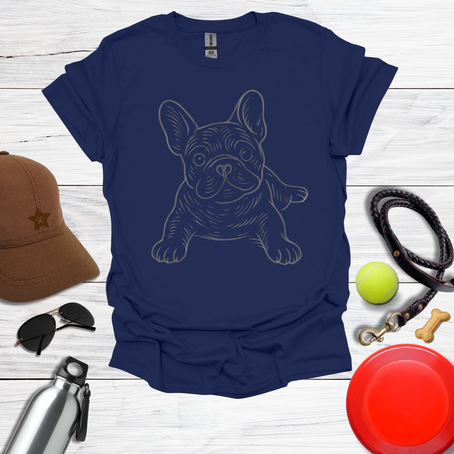 Playful Line Art Frenchie T-Shirt