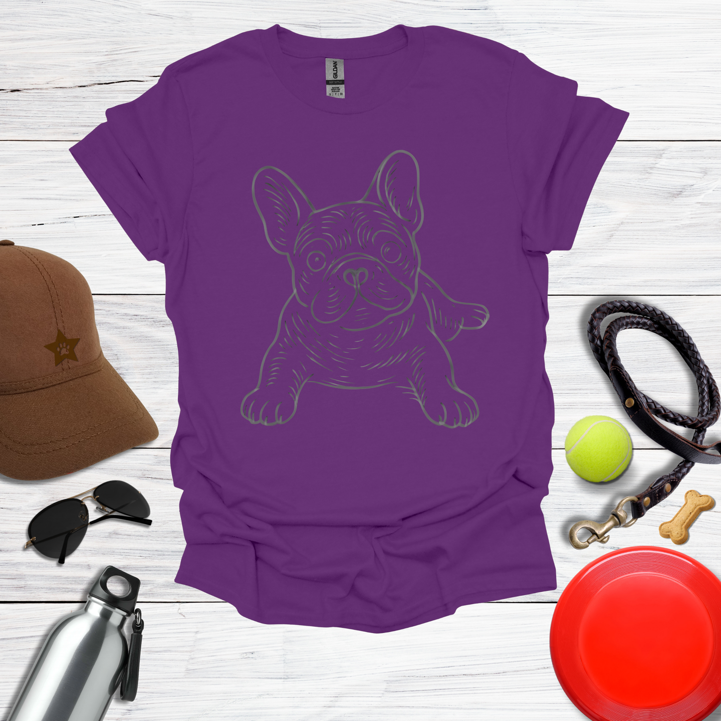 Playful Line Art Frenchie T-Shirt