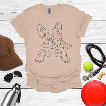 Playful Line Art Frenchie T-Shirt