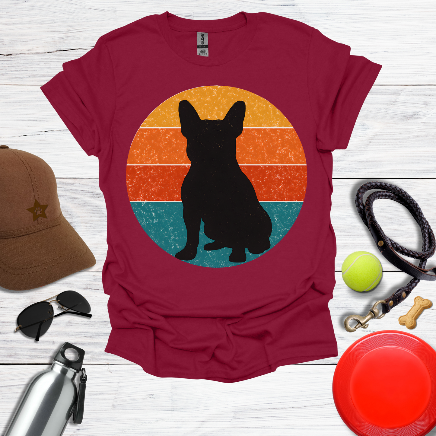 French Bulldog Retro Sunset T-Shirt