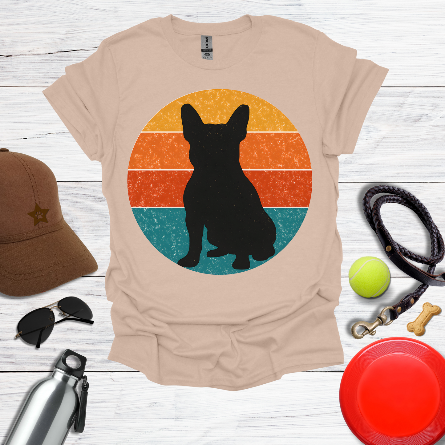 French Bulldog Retro Sunset T-Shirt