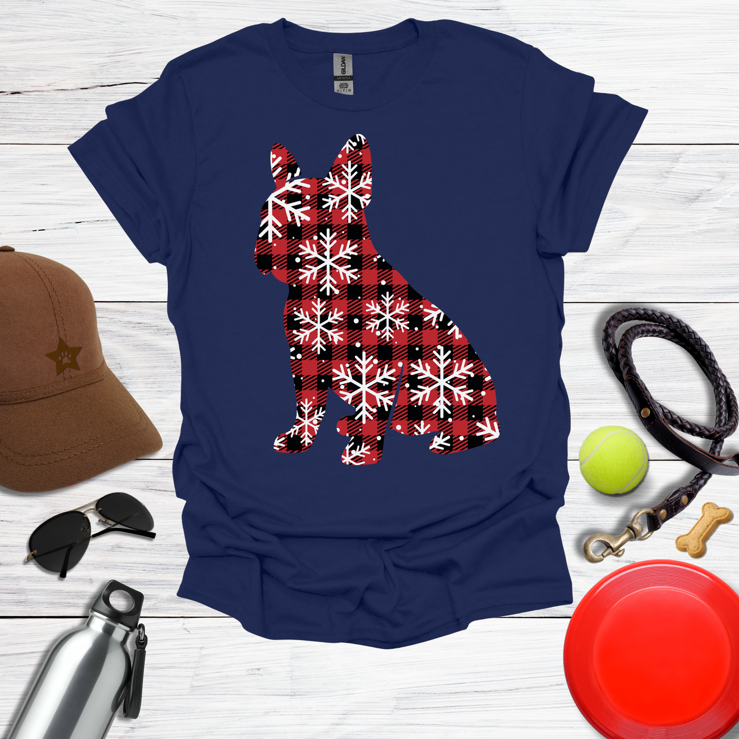 Christmas Plaid French Bulldog T-Shirt