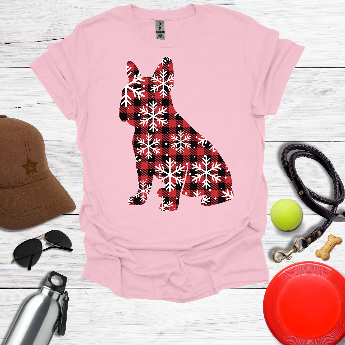 Christmas Plaid French Bulldog T-Shirt