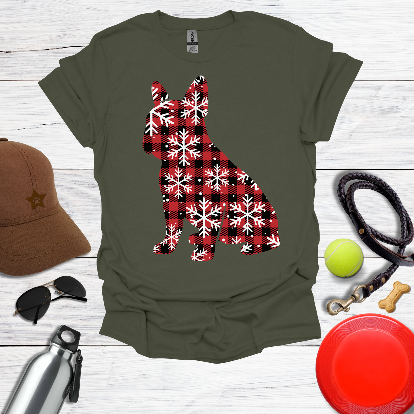Christmas Plaid French Bulldog T-Shirt