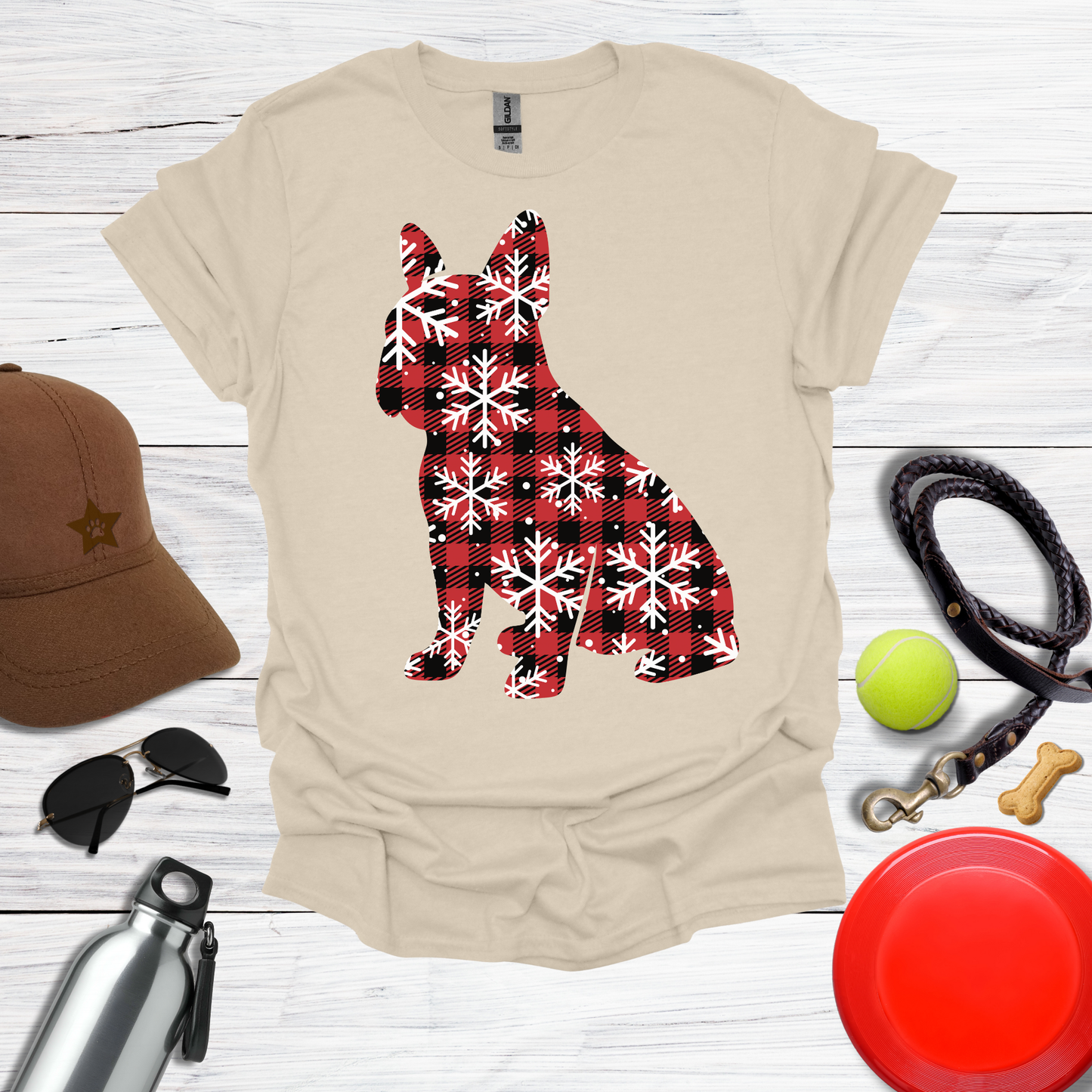Christmas Plaid French Bulldog T-Shirt