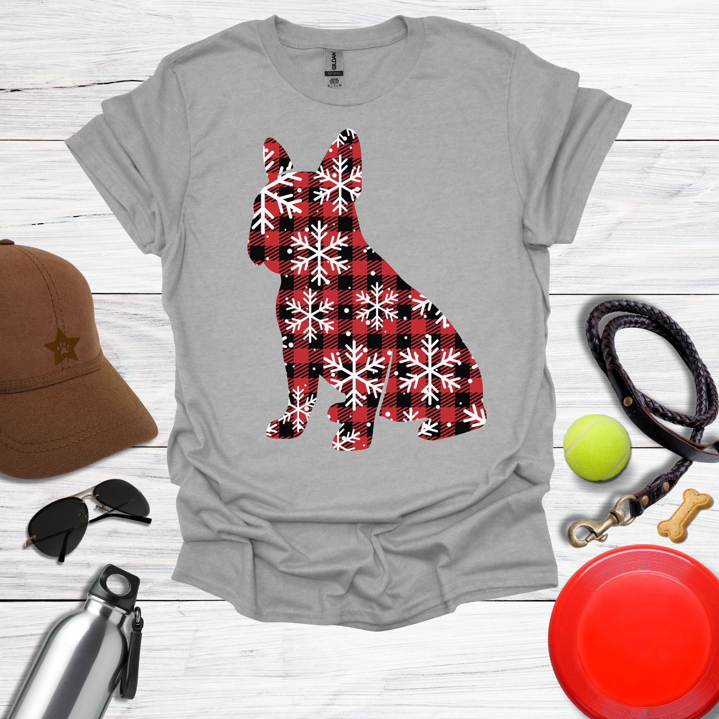 Christmas Plaid French Bulldog T-Shirt